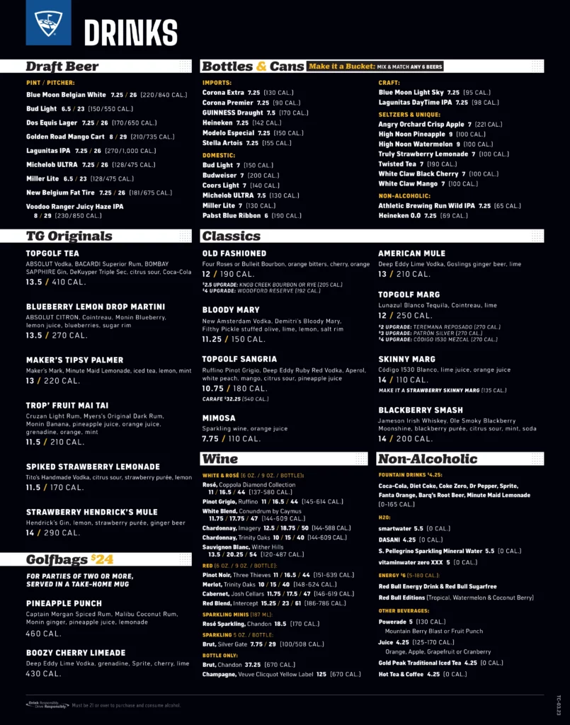 Topgolf King of Prussia Prices Promos Food Menu