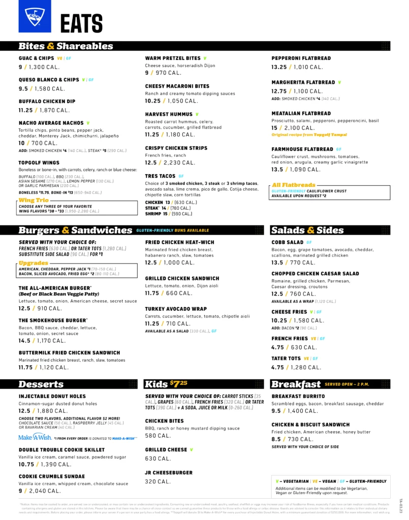 topgolf albuquerque food menu