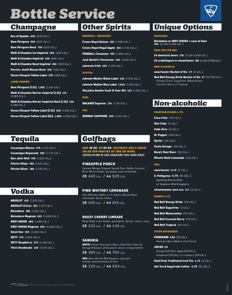 Topgolf Las Vegas bottled drinks prices