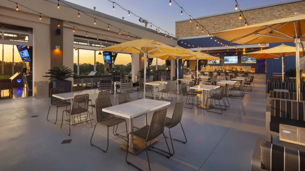 TOPGOLF TAMPA ROOFTOP TERRACE WIT FIRE PITS