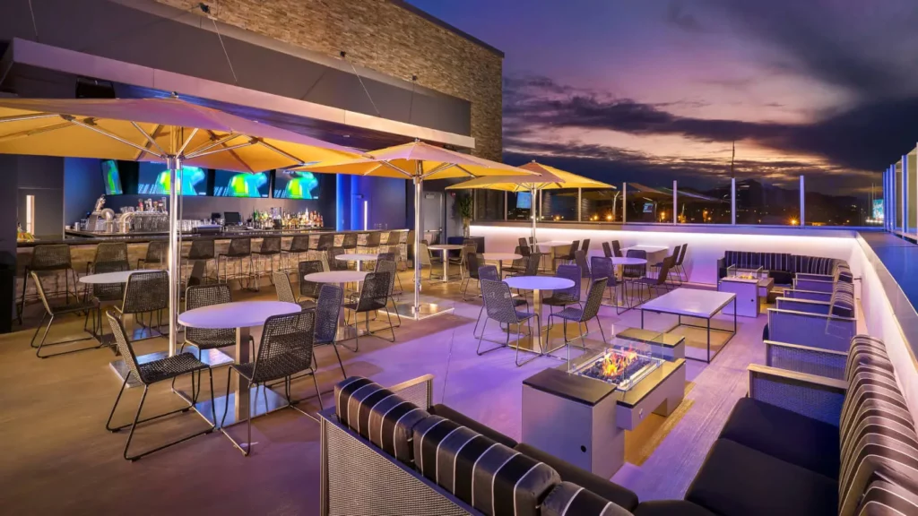 TOPGOLF TUCSON ROOFTOP TERRACE WITH FIRE PITS