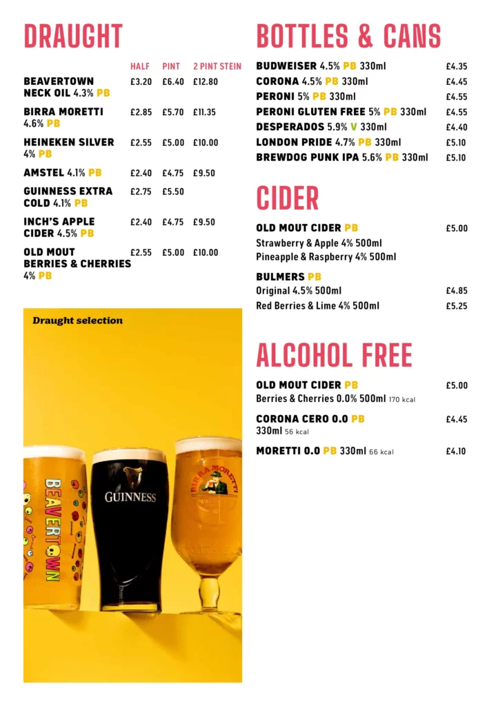 Topgolf Chigwell beverages
