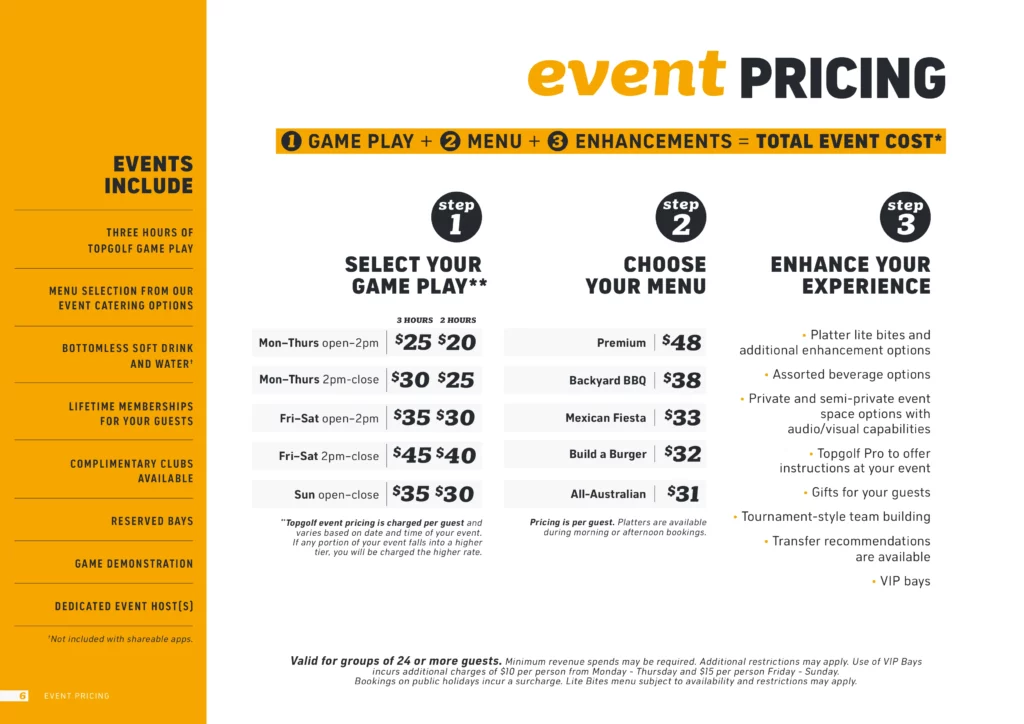 Topgolf Gold Coast event pricing